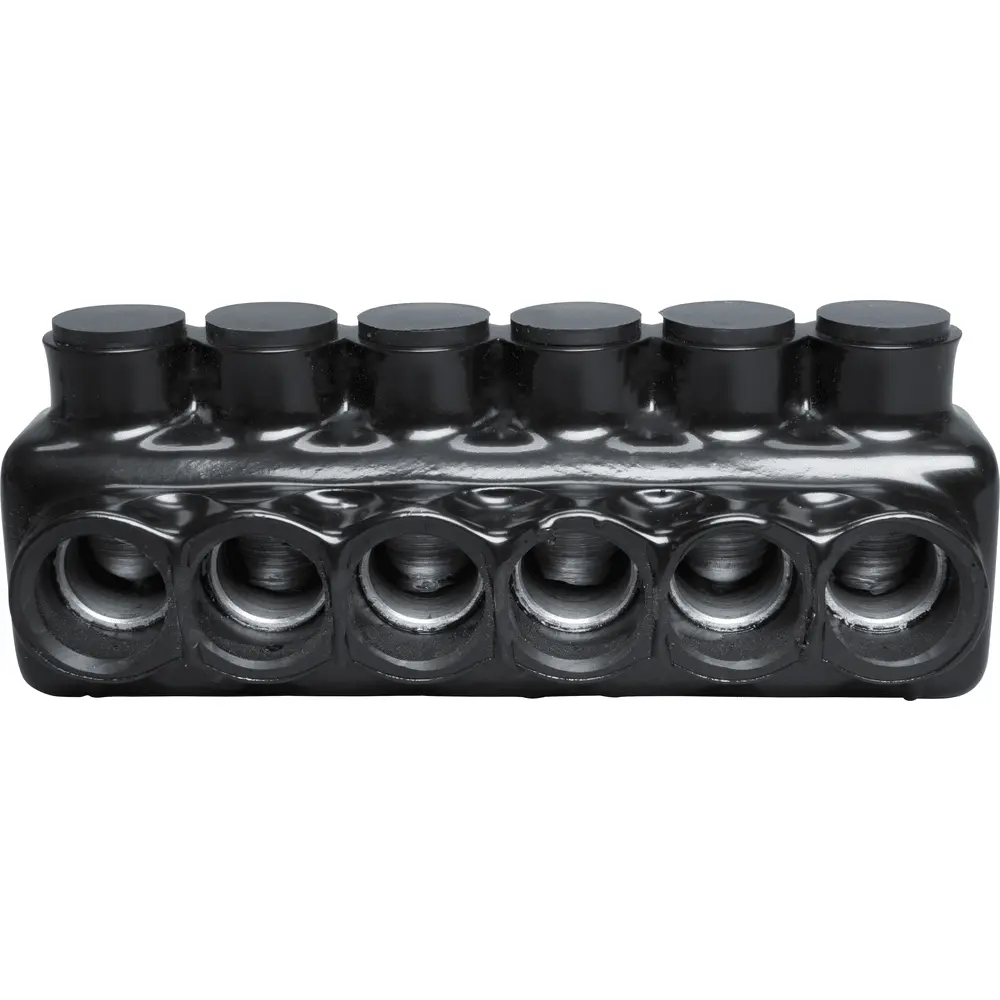 Polaris 6-Port Black Multi-Tap Pre-Insulated Connector, 6 AWG to