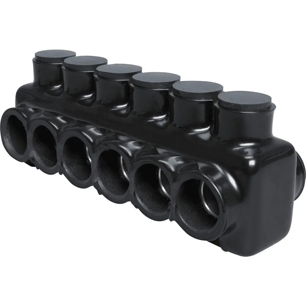 Polaris 6-Port Black Multi-Tap Pre-Insulated Connector, 6 AWG to
