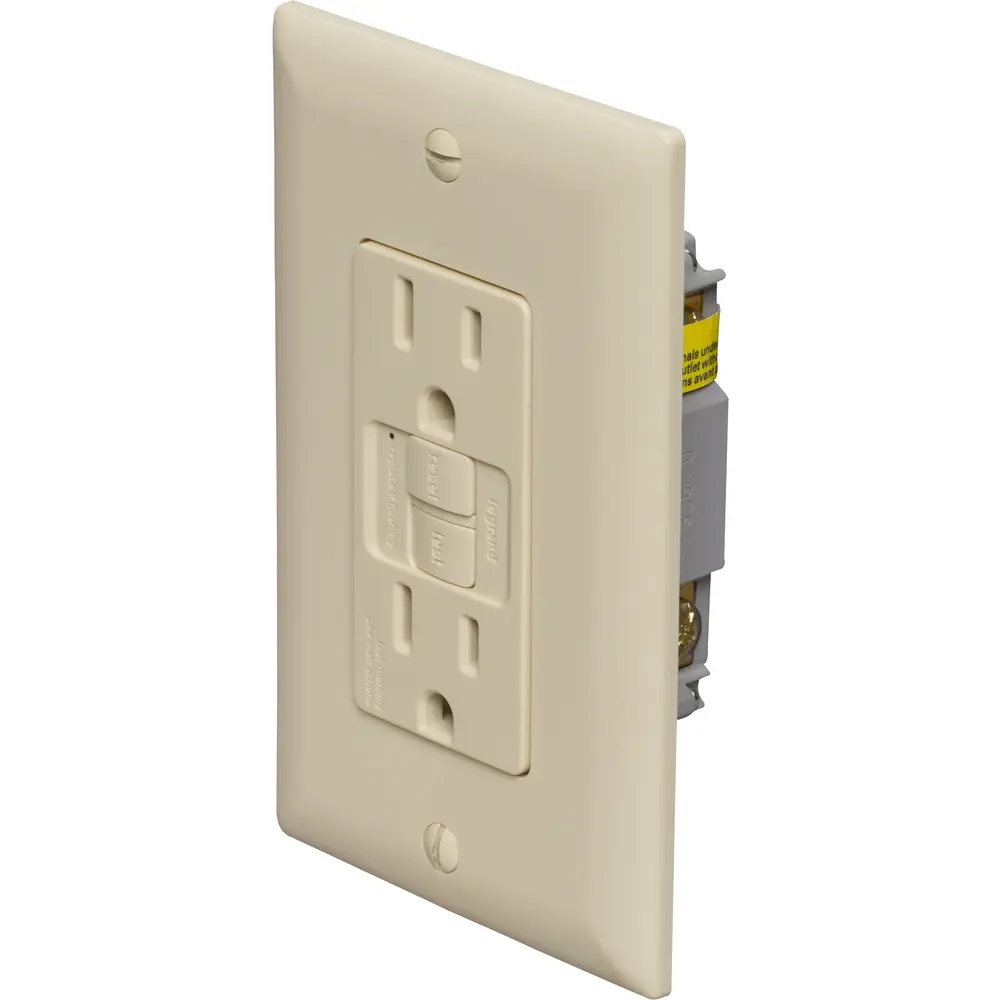 15A 125V Radiant® Self-Test GFCI Receptacle w/ SafeLock® Protection, Ivory