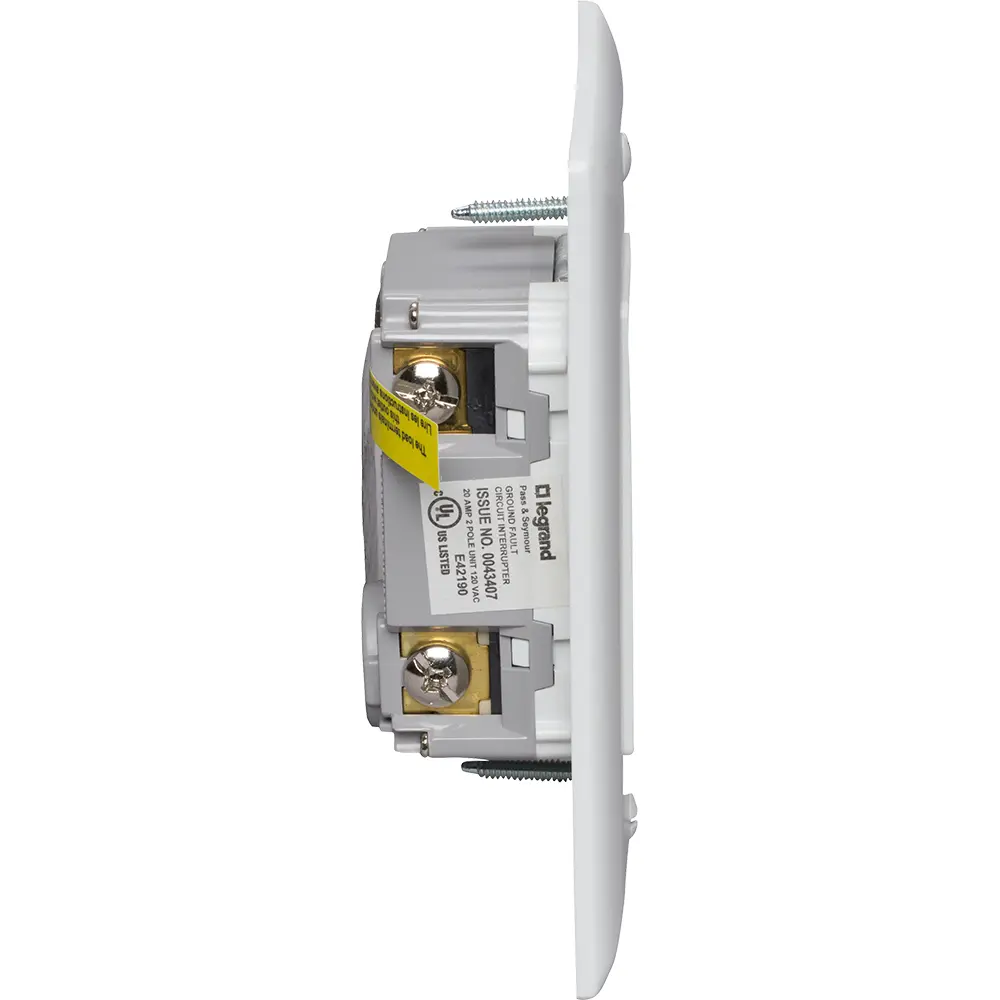 20A 125V Radiant® Dead Front Duplex Self-Test GFCI w/ SafeLock®, White
