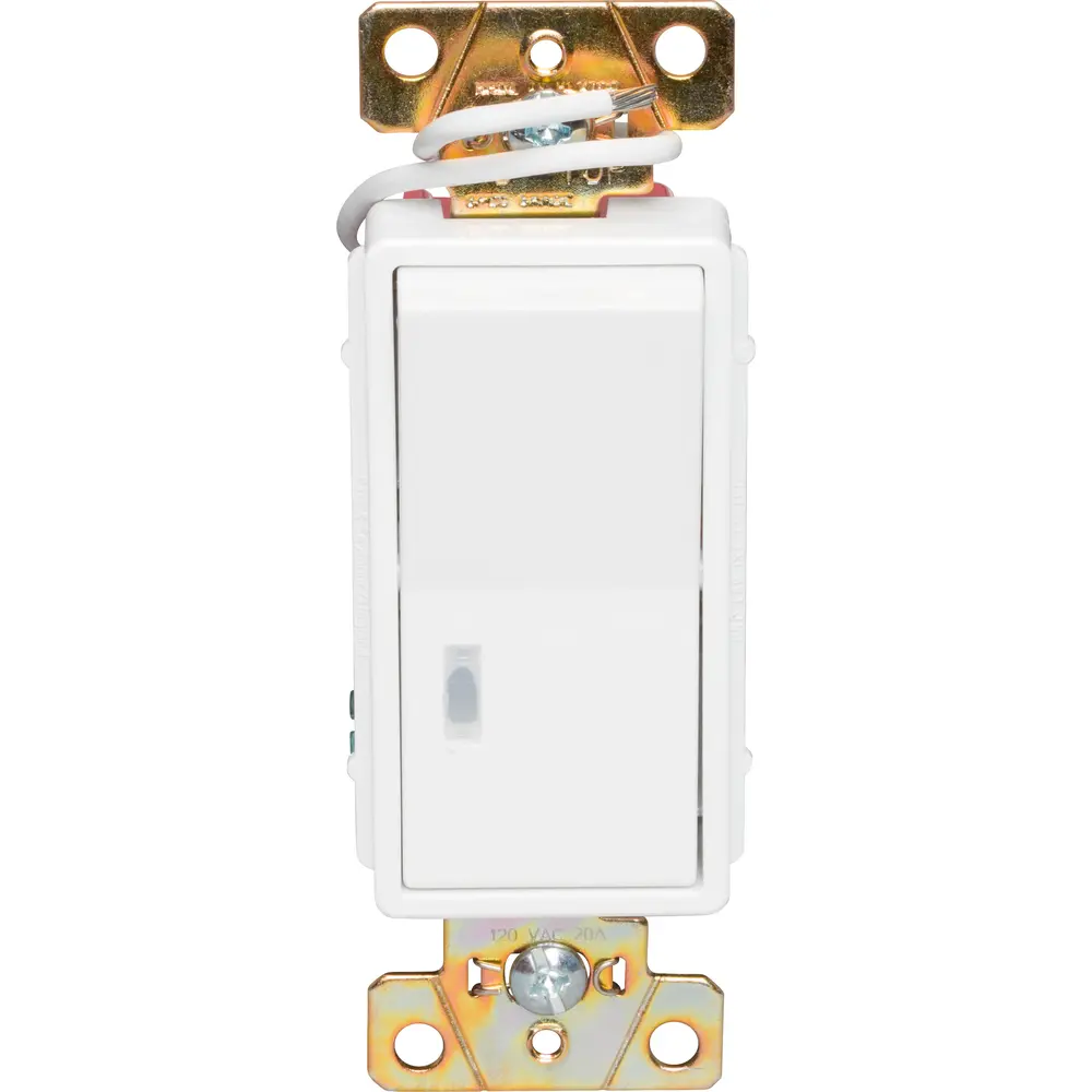 20 A 120 VAC Pilot Light Decorator Paddle Switch, Single-Pole, White