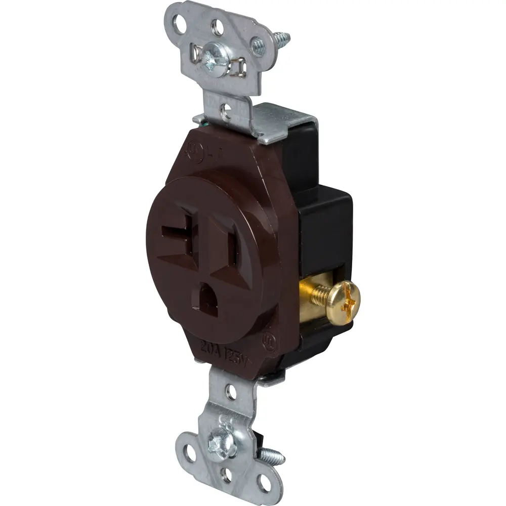 Single Thread Recptical R 20A 125V NEMA 5-20R Heavy Duty Spec-Grade Single Receptacle, Brown