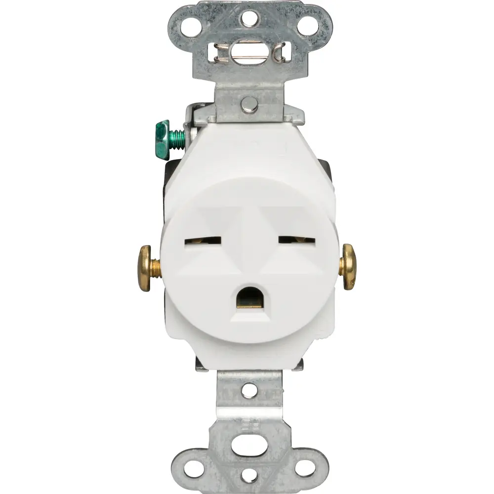 15A 250V NEMA 6-15R Heavy Duty Spec-Grade Single Receptacle, White