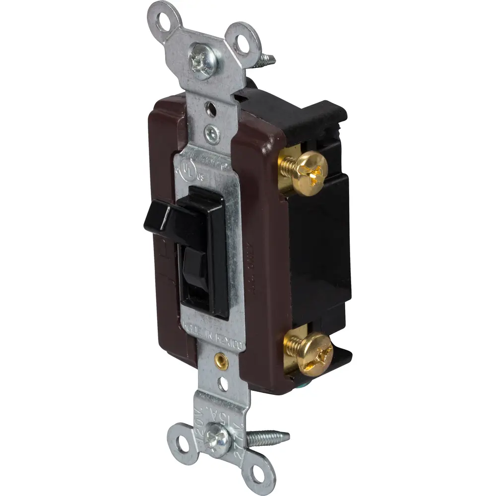 15A 120V Trademaster® Grounding Toggle Switch, 4-Way, Black