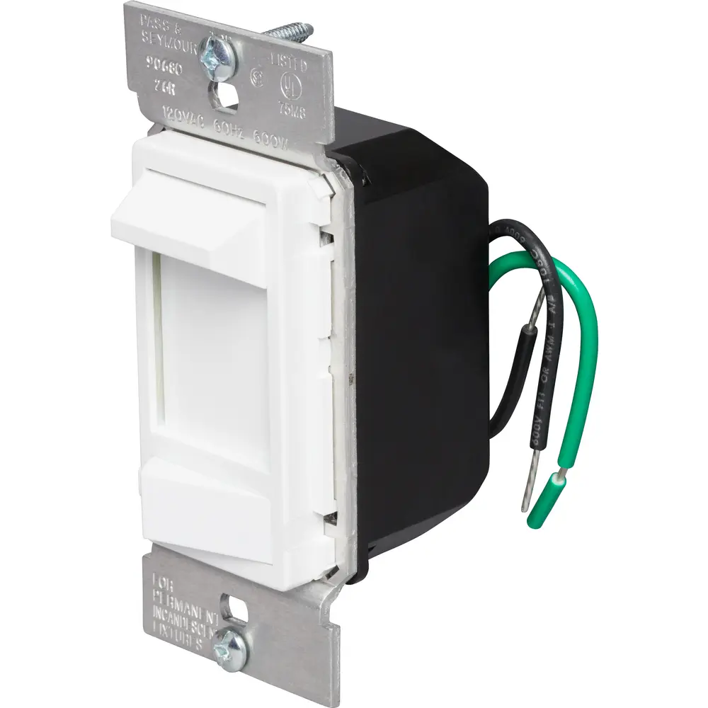 Preset Switch 120 VAC Wide Slide Dimmer w/ Preset Switch, 600 W, Single-Pole, White
