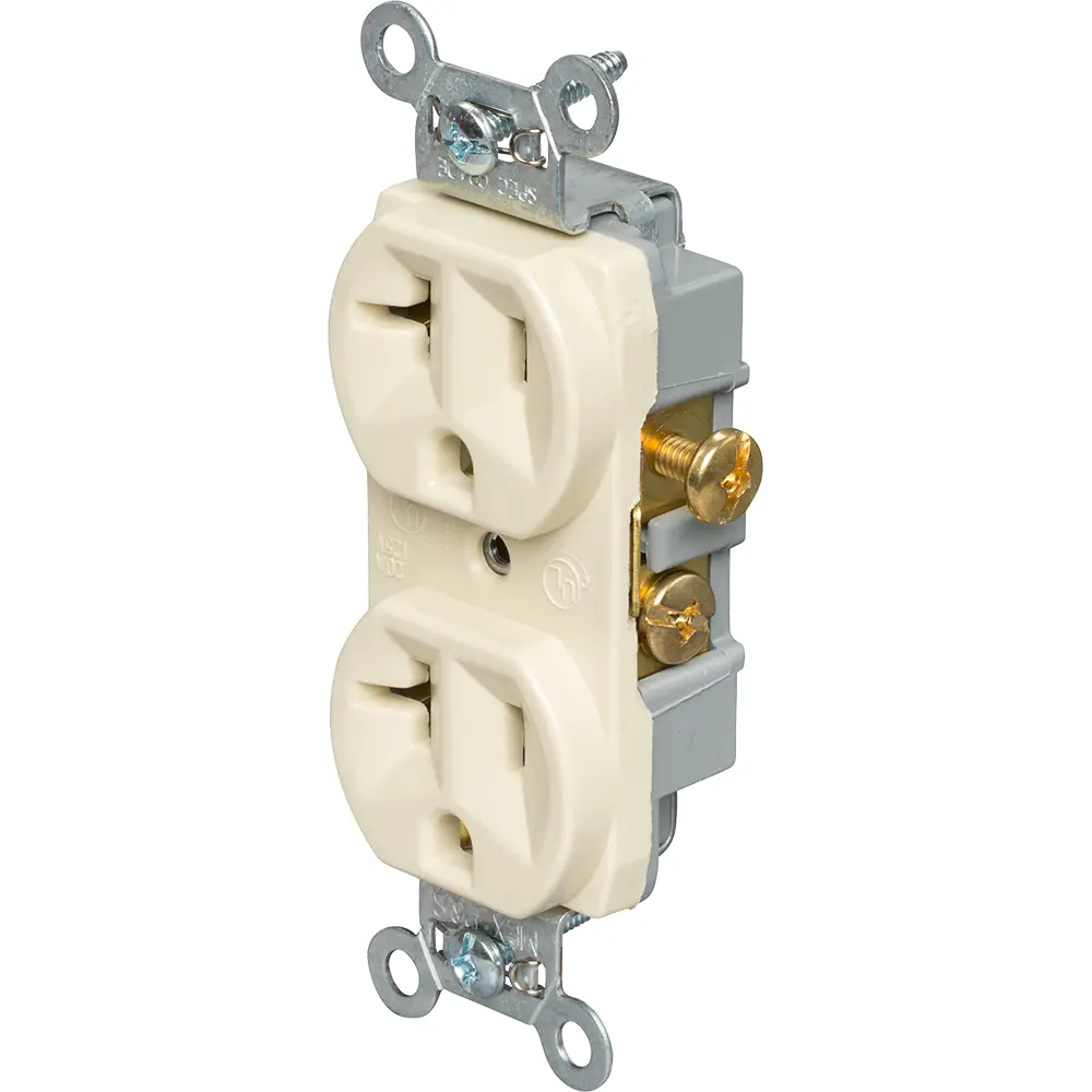 20A 125V NEMA 5-20R Commercial Spec-Grade Duplex Receptacle, Ivory