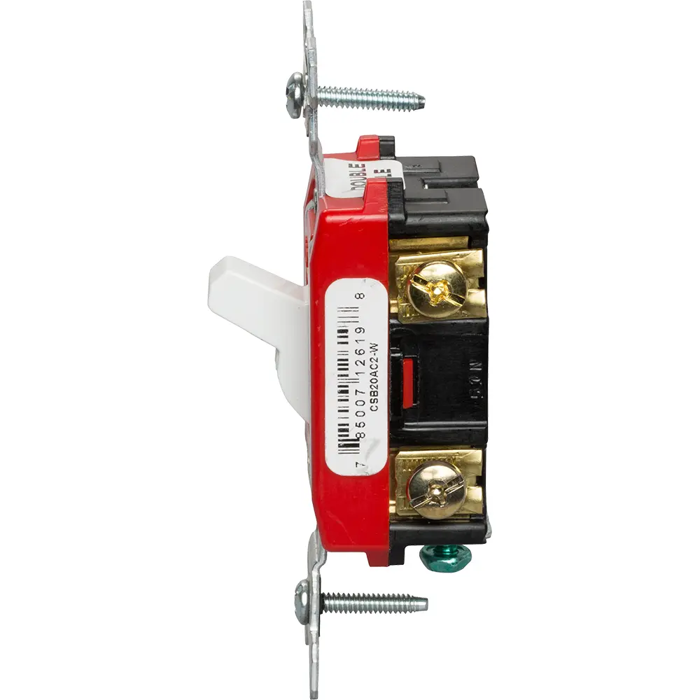 20 A 120/277 VAC Hard Use Spec Grade Toggle Switch, 2-Pole, White