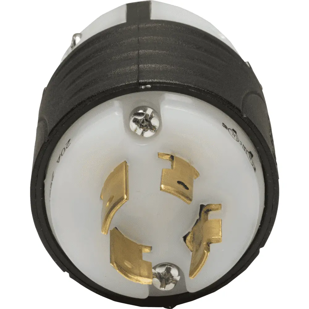 20 A 250 VAC Turnlok® Locking Plug, L15-20P, Black/White