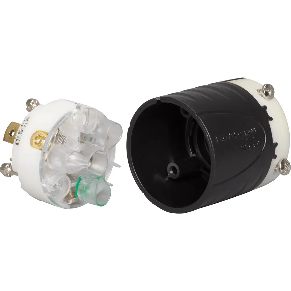 20 A 250 VAC Turnlok® Locking Plug, L6-20P, Black/White