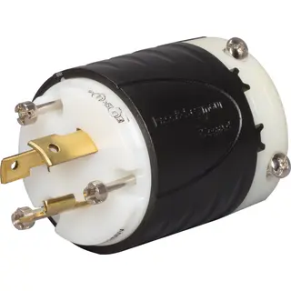 20 A 250 VAC Turnlok® Locking Plug, L6-20P, Black/White
