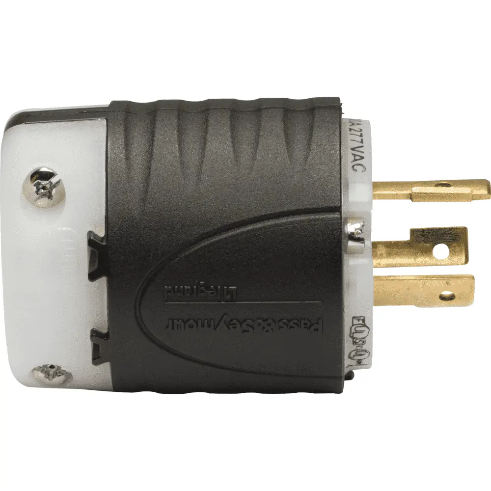 20 A 277 VAC Turnlok® Locking Plug, L7-20P, Black/White