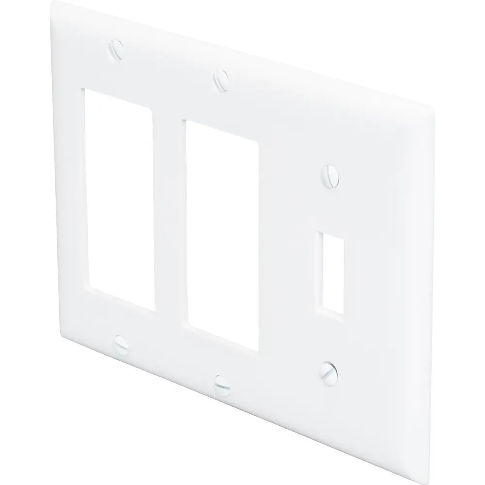 3-Gang Combination Wall Plate, (1) Toggle/(2) Decorator, White