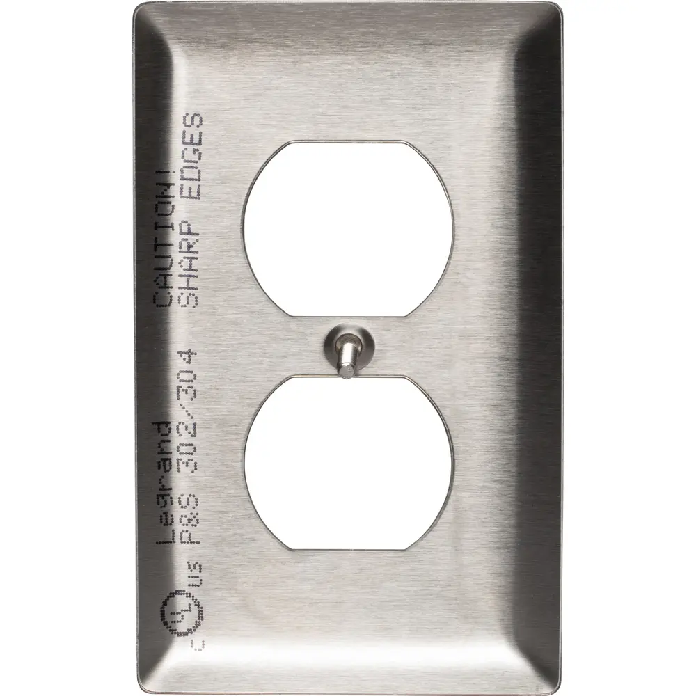 Leviton 1-Gang Stainless Steel Wall Plate - Midway Size, For Duplex Receptacle, Brushed Finish - View #7