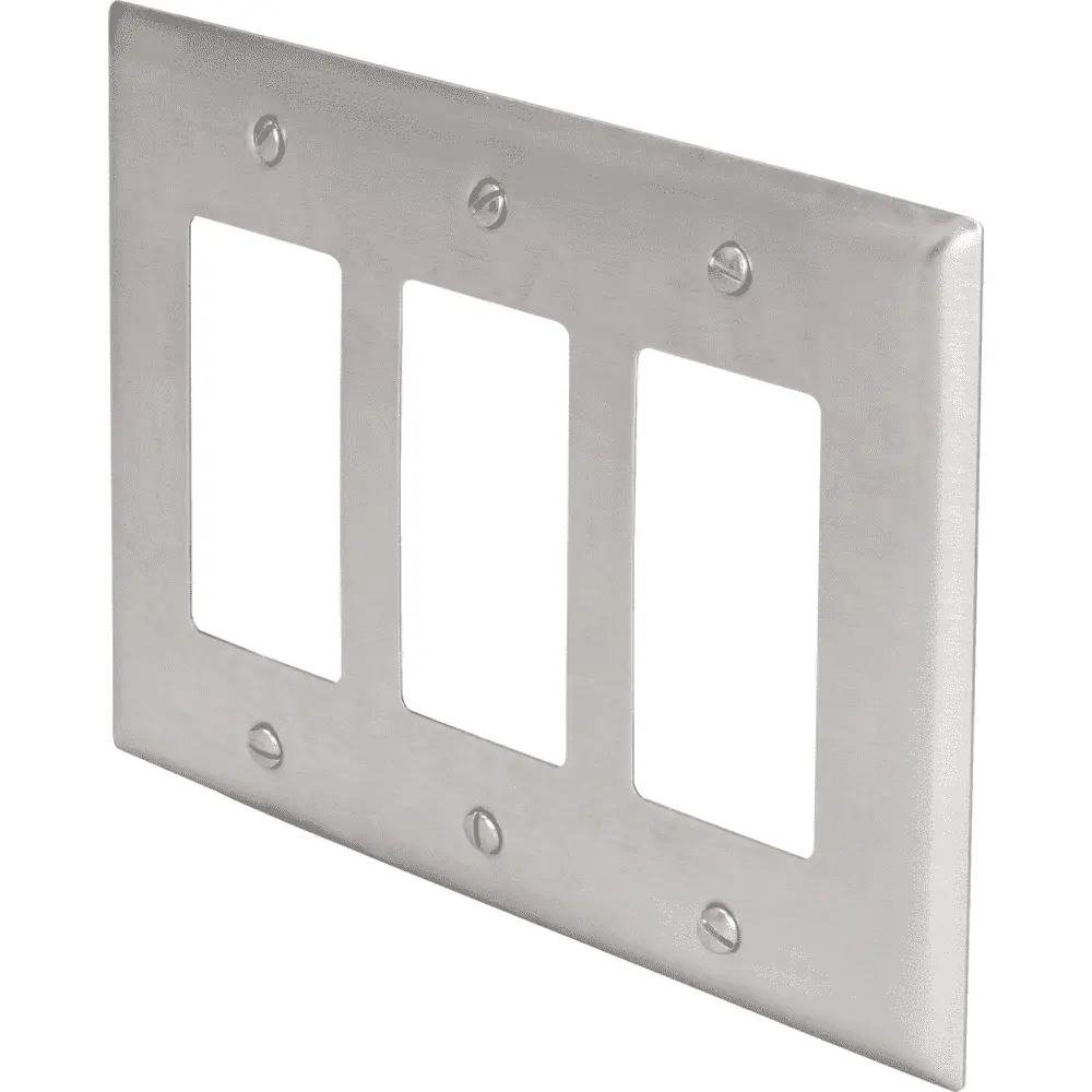 3-Gang Decorator Wall Plate, Junior-Jumbo, Stainless Steel