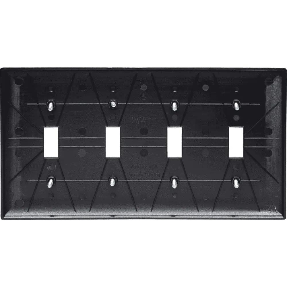 4-Gang TradeMaster® (4) Toggle Switch Wall Plate, Nylon, Black