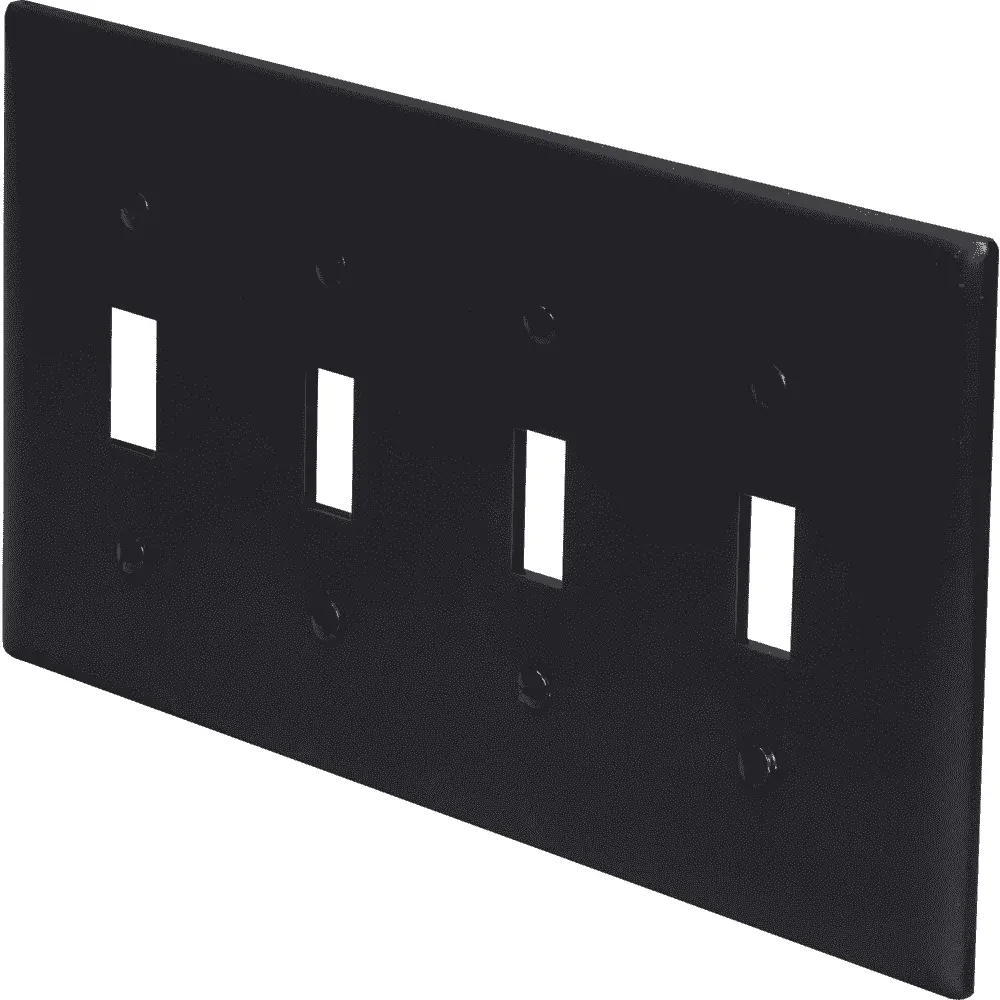 4-Gang TradeMaster® (4) Toggle Switch Wall Plate, Nylon, Black