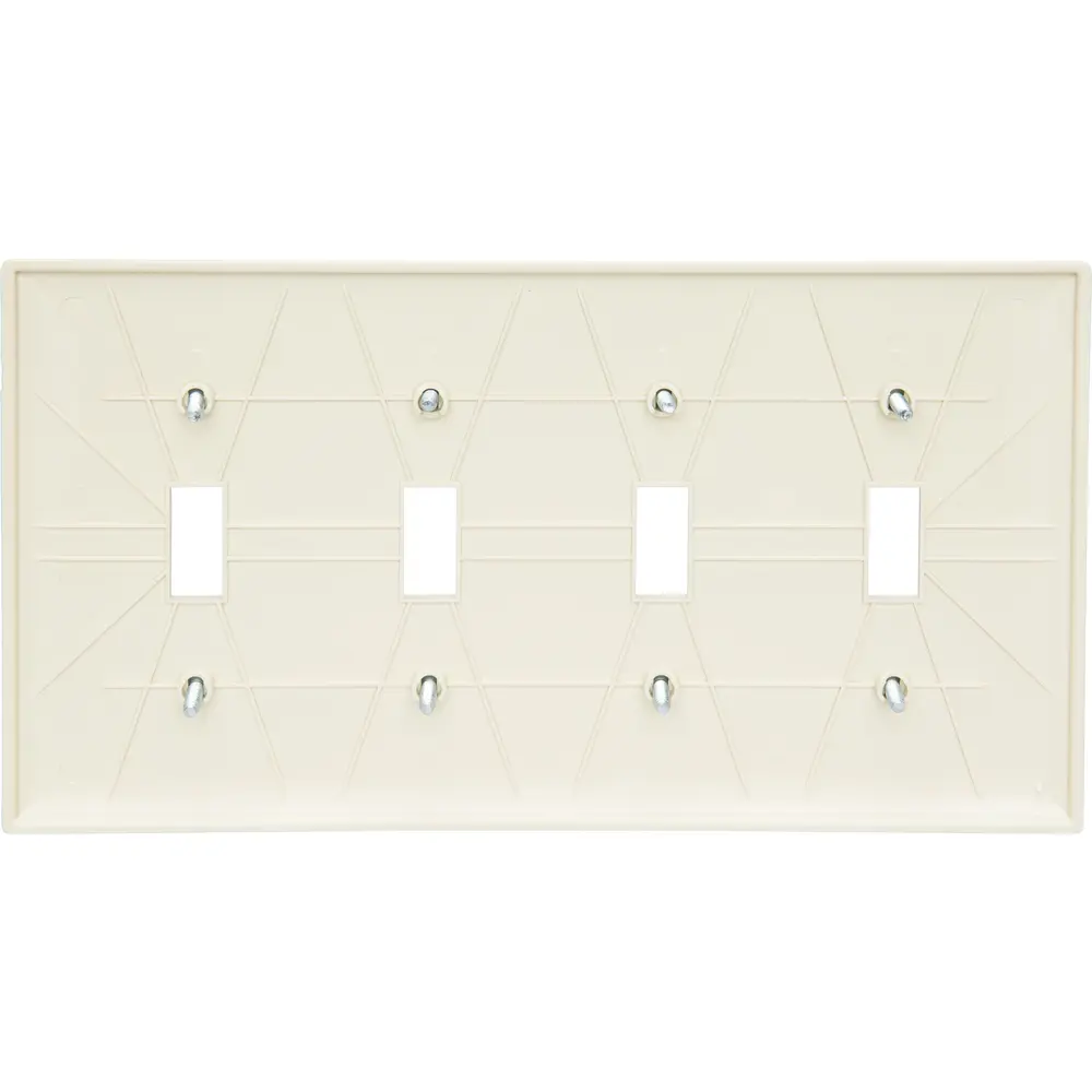 4-Gang TradeMaster® (4) Toggle Switch Wall Plate, Nylon, Ivory