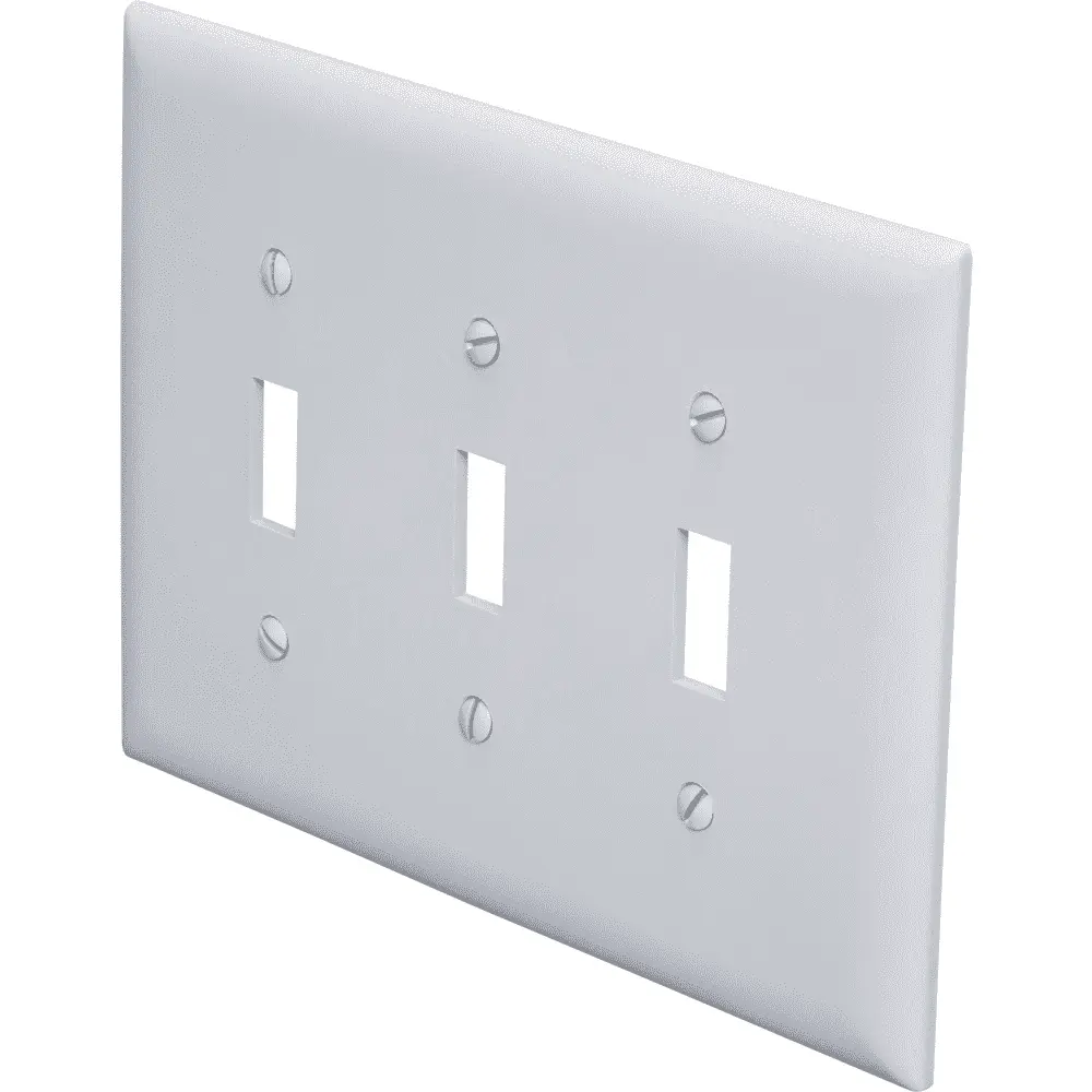 3-Gang TradeMaster® (3) Toggle Switch Wall Plate, Nylon, Jumbo, Gray