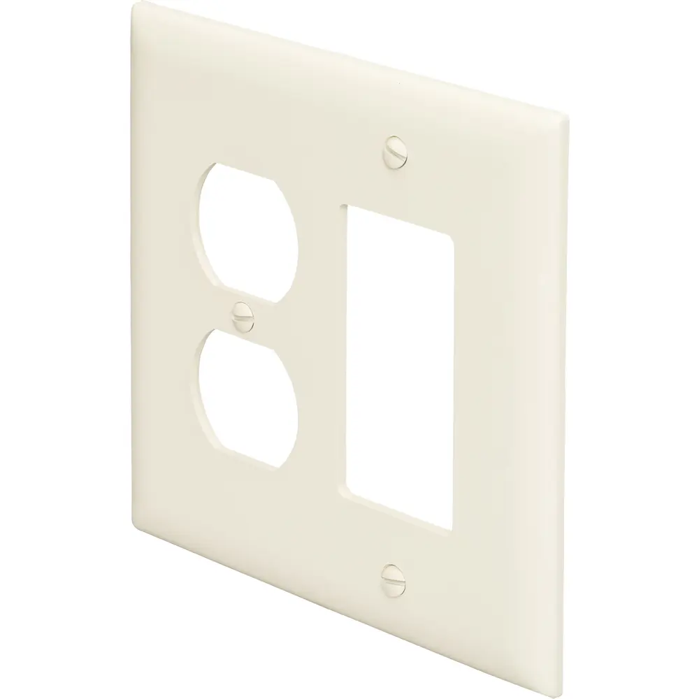 2-Gang TradeMaster® Combination Wall Plate, (1) Duplex/(1) Decorator ...