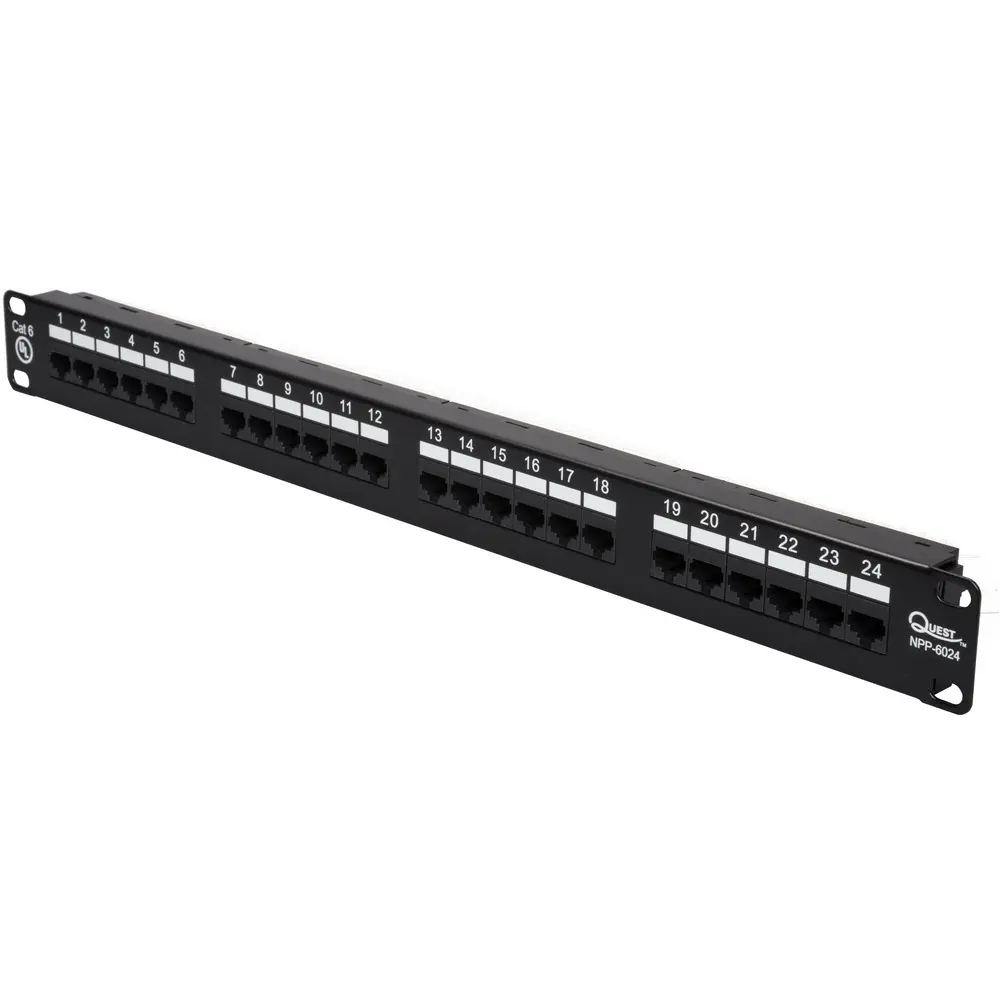 19" 1U 24 Port Way Cat 6 Ethernet RJ45 Patch Panel Network Rack Mount