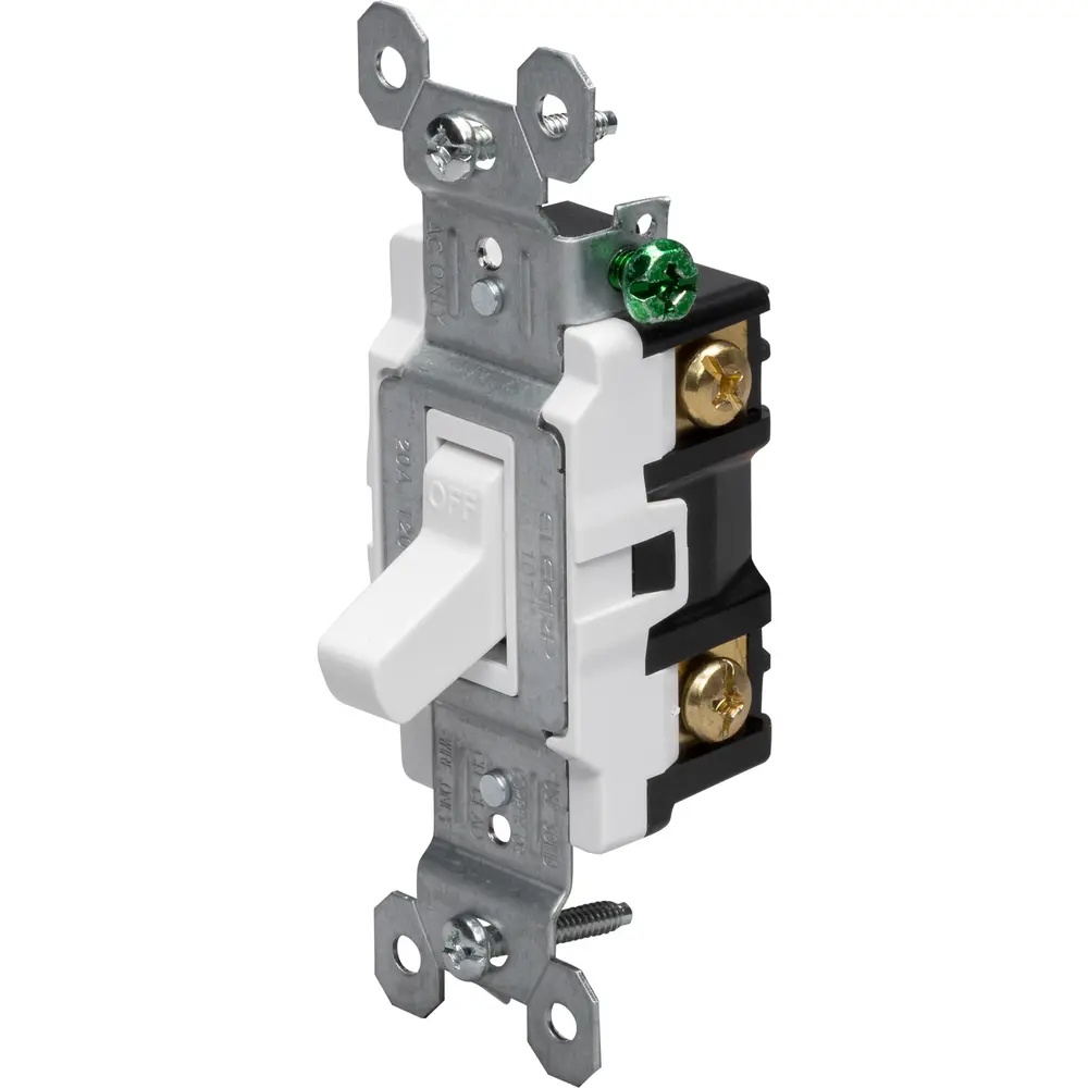 20A 120/277V Toggle Switch, Single-Pole, White