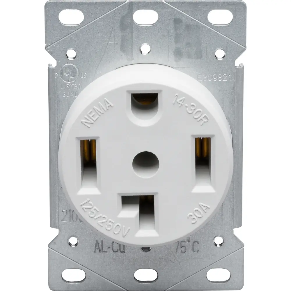 10-Pack Dryer Outlet Receptacle 30A 125/250V – 4 Wire Flush Mount Black DY430