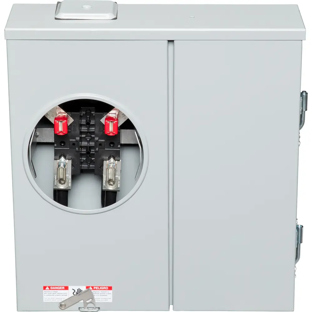 ひめ 200 A 120/240 VAC Single-Phase 4-Jaw Meter Main Base w/ Breaker, 2