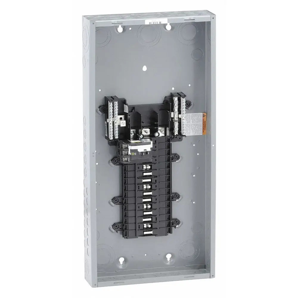 Square D QO 100 Amp 24-Space 24-Circuit Indoor Main Breaker Plug-On Neutral Load Center with Cover- Value Pack(QO24M100PCVP
