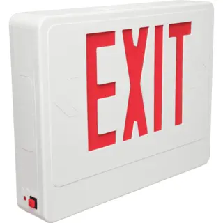 Exit Sign, 120/277V, 10W, 6V SLA Batt. 90 Min., LED, White w/Red