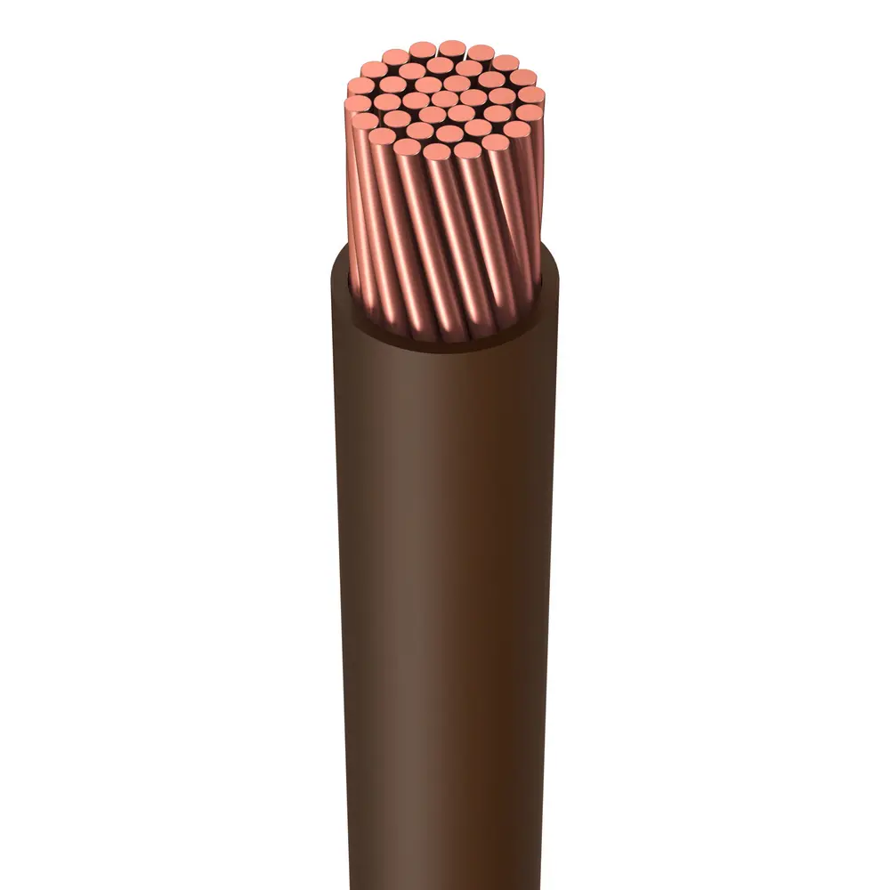 THHN Wire, 500MCM, Stranded, Copper, Brown, 1 Conductor, Cut Length